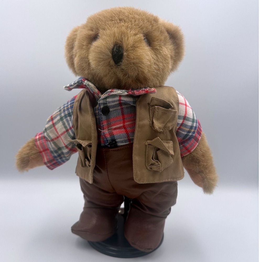 Vintage‎ Tender Heart Treasures Bear Suspenders Vest Flannel Shirt w/ Stand